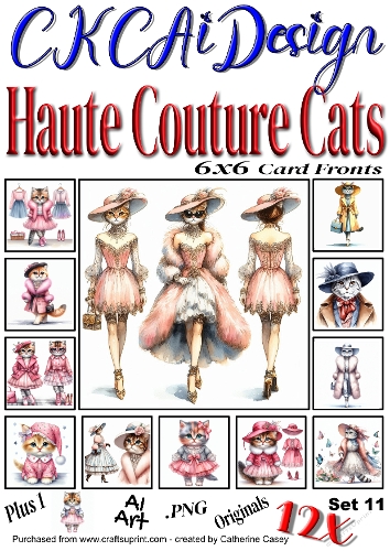 12x Haute Couture Cats AI Created Felines Set 11 of 12
