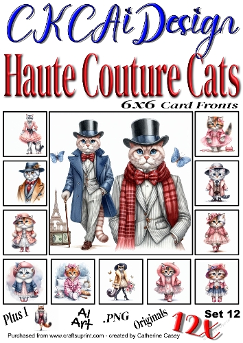 12x Haute Couture Cats AI Created Felines Set 12 of 12