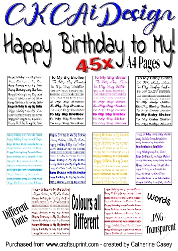 Happy Birthday to My! 45 Pages of Words for your Projects