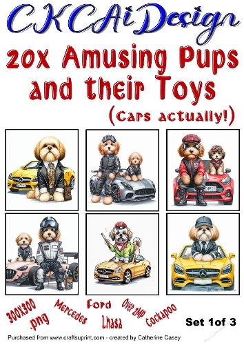20x Amusing Pups Toys, 5x5 Watercolour Lhasas and Cockapoos Card Fronts Set 1of 3