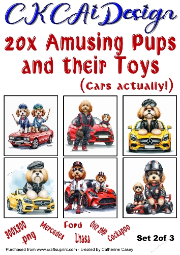 20x Amusing Pups Toys, 5x5 Watercolour Lhasas and Cockapoos Card Fronts Set 2 of 3