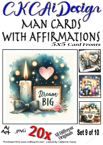 20x 5x5 Male Birthday Card Fronts with Affirmations Set 9 of 10