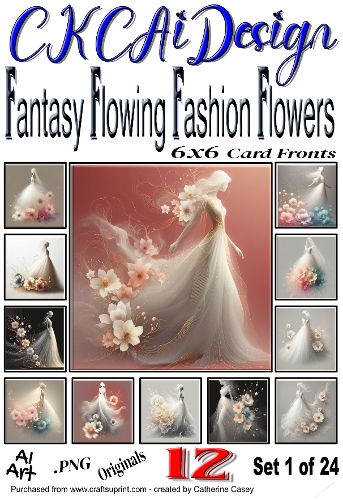 12 Fantasy Flowing Fashion Flowers Beautiful Women Set 1 of 24