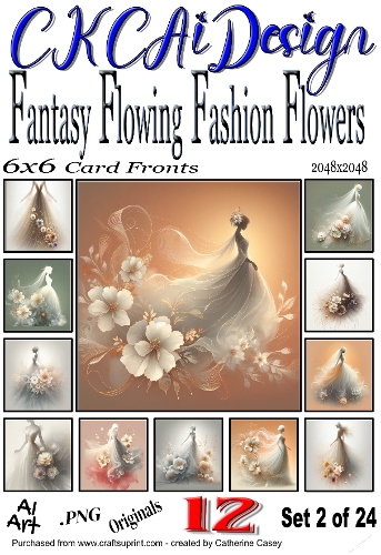 12 Fantasy Flowing Fashion Flowers Beautiful Women Set 2 of 24