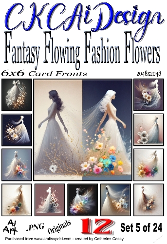 12 Fantasy Flowing Fashion Flowers Beautiful Women Set 5 of 24
