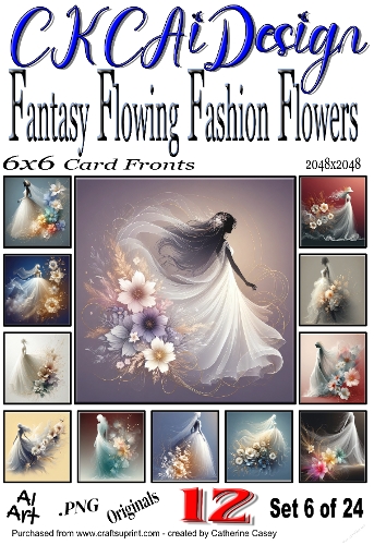 12 Fantasy Flowing Fashion Flowers Beautiful Women Set 6 of 24