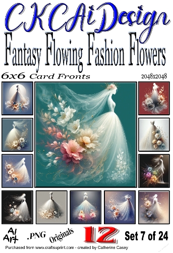 12 Fantasy Flowing Fashion Flowers Beautiful Women Set 7 of 24