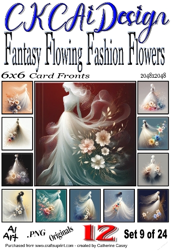 12 Fantasy Flowing Fashion Flowers Beautiful Women Set 9 of 24