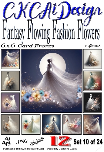 12 Fantasy Flowing Fashion Flowers Beautiful Women Set 10 of 24