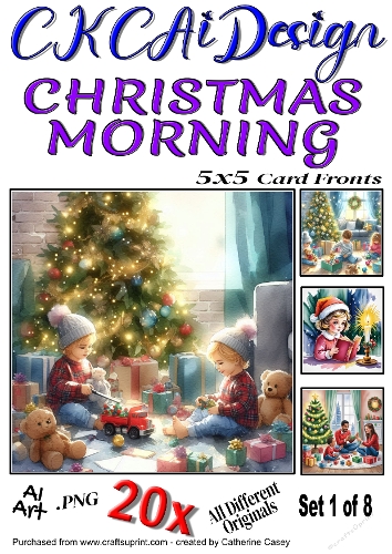 20x 5x5 Card Fronts of Christmas Morning Set 1 of 8