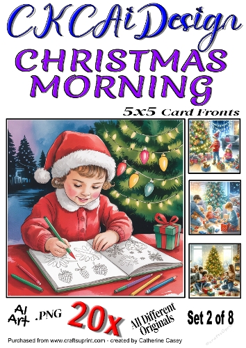 20x 5x5 Card Fronts of Christmas Morning Set 2 of 8