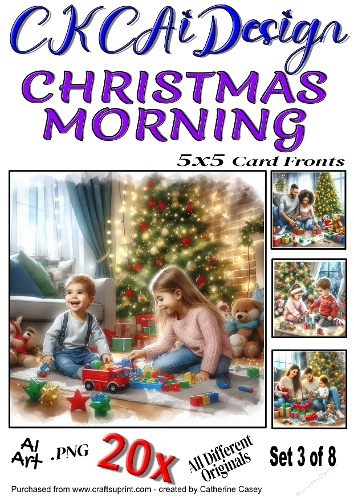 20x 5x5 Card Fronts of Christmas Morning Set 3 of 8