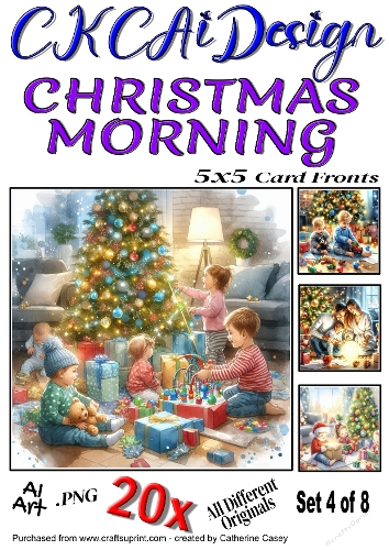 20x 5x5 Card Fronts of Christmas Morning Set 4 of 8