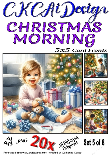 20x 5x5 Card Fronts of Christmas Morning Set 5 of 8