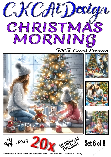 20x 5x5 Card Fronts of Christmas Morning Set 6 of 8