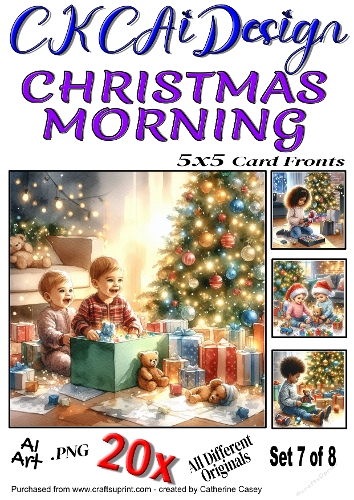 20x 5x5 Card Fronts of Christmas Morning Set 7 of 8