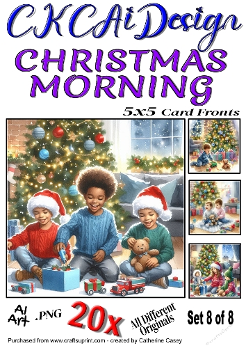 20x 5x5 Card Fronts of Christmas Morning Set 8 of 8