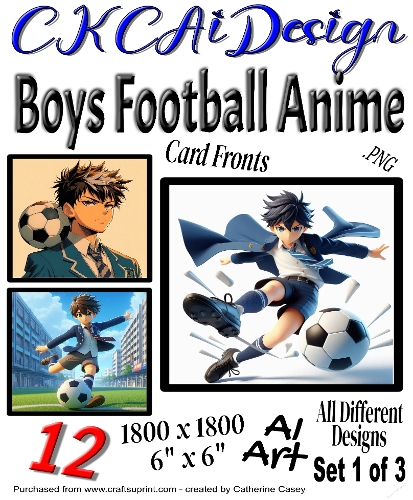 12 Boys Football Anime Card Fronts Set 1 of 3