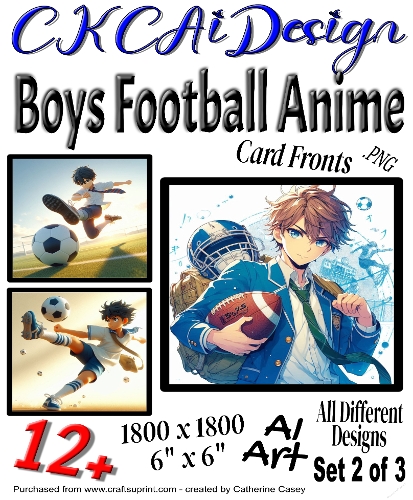 12 Boys Football Anime Card Fronts Set 2 of 3