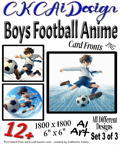 12 Boys Football Anime Card Fronts Set 3 of 3