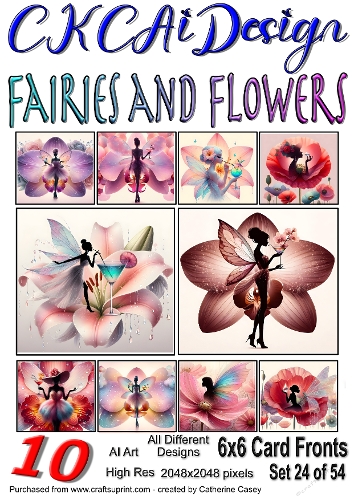 10x 6x6 Fairies and Flowers Card Fronts Al Set 24 of 54