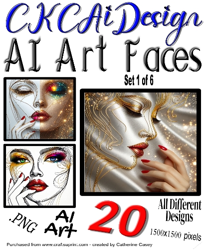20x AI Created Female Faces Card Fronts for any occasion - Set 1 of 6
