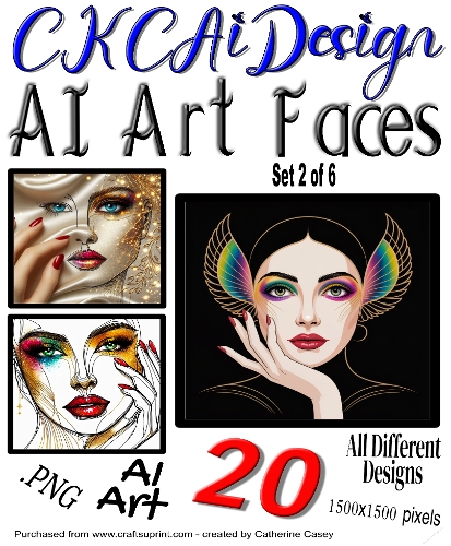 20x AI Created Female Faces Card Fronts for any occasion - Set 2 of 6