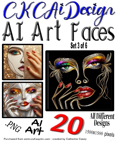 20x AI Created Female Faces Card Fronts for any occasion - Set 3 of 6