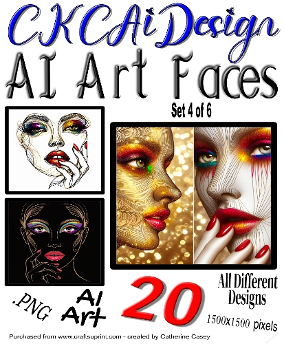 20x AI Created Female Faces Card Fronts for any occasion - Set 4 of 6