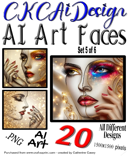 20x AI Created Female Faces Card Fronts for any occasion - Set 5 of 6