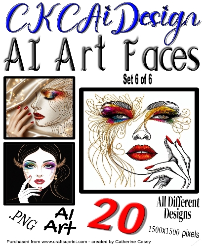 20x AI Created Female Faces Card Fronts for any occasion - Set 6 of 6