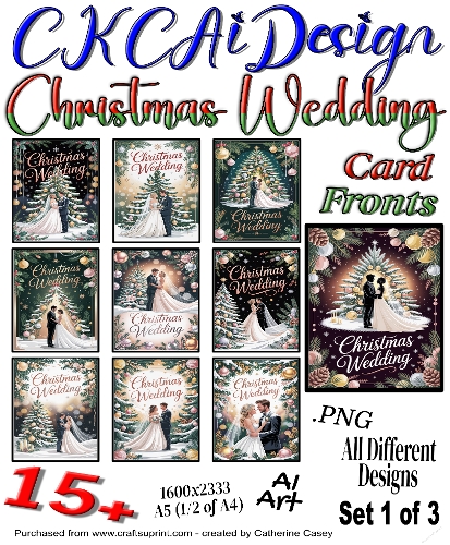 15+ Christmas Wedding Card Fronts Set 1 of 3