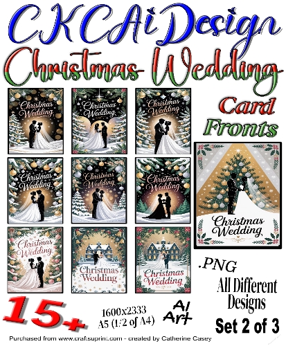 15+ Christmas Wedding Card Fronts Set 2 of 3