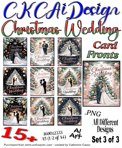 15+ Christmas Wedding Card Fronts Set 3 of 3