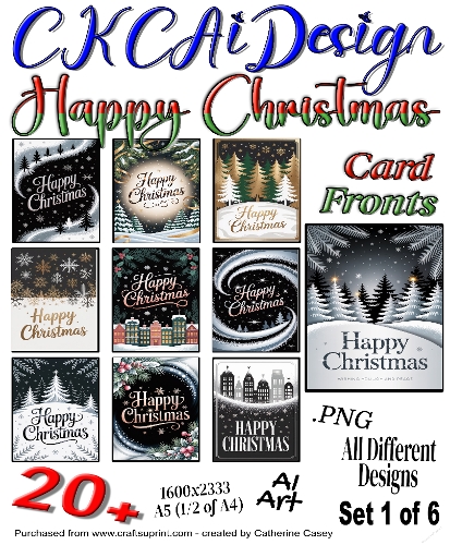 20+ (24) Happy Christmas Various Card Fronts Set 1 of 6
