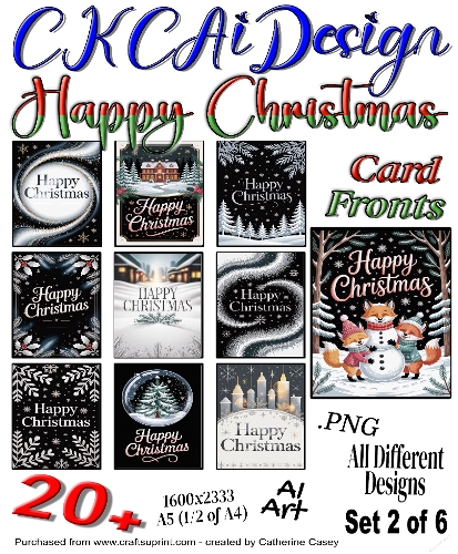 20+ (24) Happy Christmas Various Card Fronts Set 2 of 6