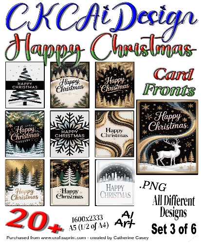 20+ (24) Happy Christmas Various Card Fronts Set 3 of 6