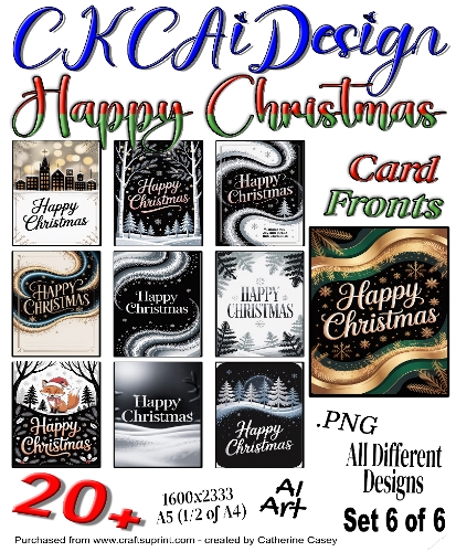 20+ (24) Happy Christmas Various Card Fronts Set 6 of 6