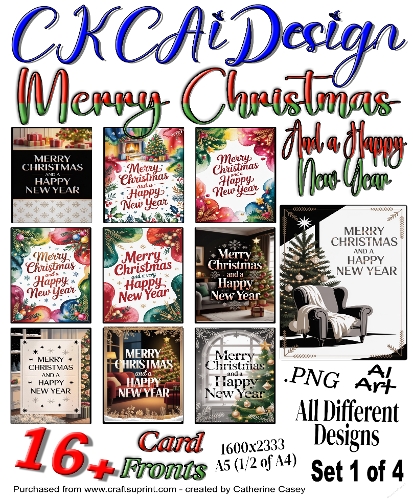 16+ Merry Christmas and Happy New Year Card Fronts Set 1 of 4