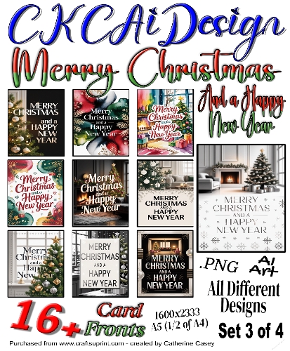 16+ Merry Christmas and Happy New Year Card Fronts Set 3 of 4