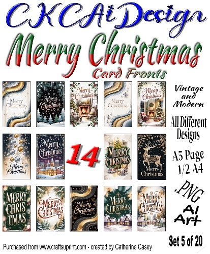 14 Merry Christmas Card Fronts Modern and Vintage mixed Set 5 of 20