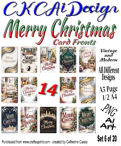 14 Merry Christmas Card Fronts Modern and Vintage mixed Set 6 of 20
