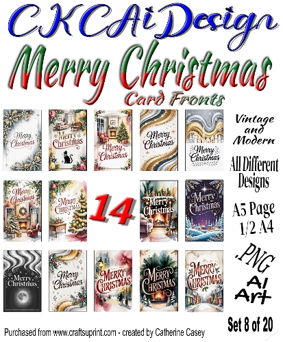 14 Merry Christmas Card Fronts Modern and Vintage mixed Set 8 of 20