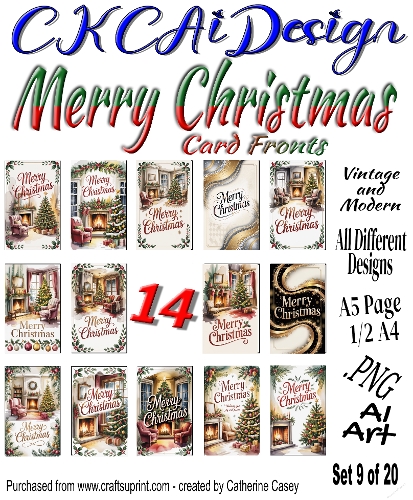 14 Merry Christmas Card Fronts Modern and Vintage mixed Set 9 of 20