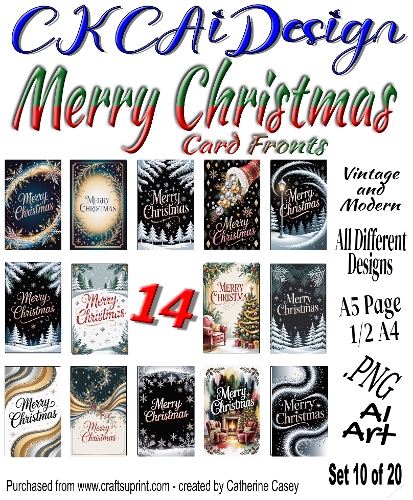 14 Merry Christmas Card Fronts Modern and Vintage mixed Set 10 of 20