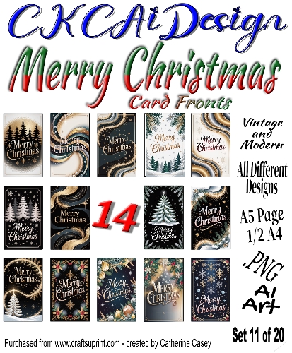 14 Merry Christmas Card Fronts Modern and Vintage mixed Set 11 of 20