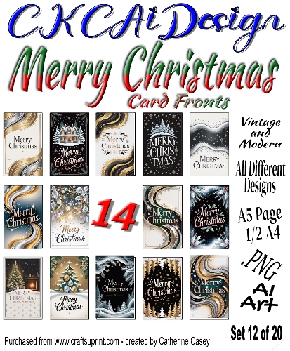 14 Merry Christmas Card Fronts Modern and Vintage mixed Set 12 of 20