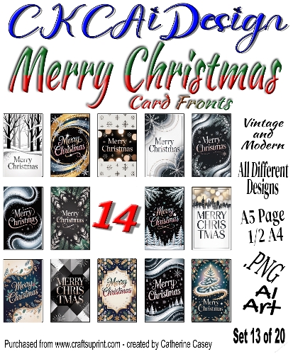 14 Merry Christmas Card Fronts Modern and Vintage mixed Set 13 of 20