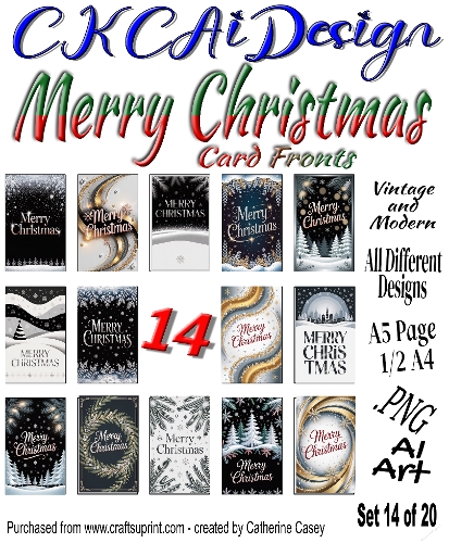 14 Merry Christmas Card Fronts Modern and Vintage mixed Set 14 of 20