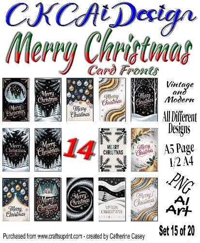 14 Merry Christmas Card Fronts Modern and Vintage mixed Set 15 of 20